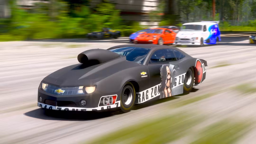 Voiture sur une piste de dragster